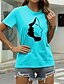 preiswerte T-shirts-Damen Alltag Ausgehen T Shirt Kurzarm Graphic Rundhalsausschnitt Bedruckt Basic Oberteile 100% Baumwolle Grün Weiß Schwarz S