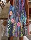 cheap All Sale-Women&#039;s Knee Length Dress Shift Dress Purple Short Sleeve Print Floral V Neck Spring Summer Stylish Casual 2022 Loose S M L XL XXL 3XL