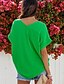 preiswerte T-shirts-Damen T Shirt Glatt Schwarz Weiß Grün Patchwork Kurzarm Heim Casual Täglich Hawaiianisch Strand Design V Ausschnitt Regular Fit