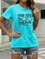 economico T-shirts-Per donna Informale Per uscire maglietta Manica corta Pop art Alfabetico Rotonda Stampa Essenziale Top 100% cotone Verde Bianco Nero S
