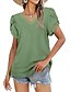 economico T-shirts-Per donna maglietta Liscio Informale Giornaliero Manica corta maglietta Rotonda Pizzo Essenziale Elegante Verde Bianco Nero S