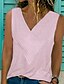 cheap Tank Tops-Women&#039;s Blouse Tank Top Pink Yellow Wine Ruffle Fashion Solid Colored V Neck Basic Plus Size S / Summer