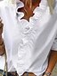 abordables Super Sale-blusa de mujer camisa escote en v ribete lechuga liso moderno escote en v regular primavera&amp;amp;  otoño verde azul blanco naranja