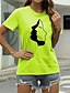 abordables T-shirts-Mujer Casual Noche Camiseta Manga Corta Graphic Escote Redondo Estampado Básico Tops 100% Algodón Verde Trébol Blanco Negro S