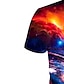billige T-shirts &amp; Trøjer til Drenge-Drenge 3D Galakse T-shirt Kortærmet 3D-udskrivning Sommer Forår Aktiv Sport Mode Polyester Børn 3-12 år udendørs Daglig Regulær