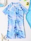 cheap Boys&#039; Swimwear-Kids Boys One Piece Swimwear Swimsuit Print Swimwear Short Sleeves Tie Dye Animal Blue Active Outdoor Beach Bathing Suits 1-5 Years / Spring / Summer