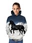 preiswerte Kapuzenpullover &amp; Sweatshirts für Mädchen-Kinder Mädchen Pferdegrafik 3D Hoodie &amp; Sweatshirt Langarm Animal Print Marineblau Kinder Tops Active School