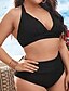 abordables Bikini-Mujer Bañadores Bikini 2 piezas Talla Grande Traje de baño Color puro Espalda Abierta Negro Escote en V Trajes de baño Vacaciones Sensual nuevo / Moderno / Sujetador Acolchado