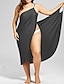 cheap Shoes &amp; Accessories-Women&#039;s Plus Size Curve Casual Dress Wrap Dress Cover Up Solid Color Maxi long Dress Sleeveless Basic V Neck Basic Daily Black White Summer Spring S M L XL