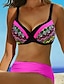 cheap Bikini-Fuchsia Plus Size Open Back Bikini for Women