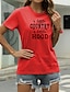 abordables T-shirts-Mujer Casual Noche Camiseta Manga Corta Graphic Letra Escote Redondo Estampado Básico Tops 100% Algodón Verde Trébol Blanco Negro S