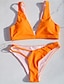 billige Bikini-Dame Badetøj Bikini 2 stk Normal badedragt Ren farve Åben Ryg Snor Grøn Hvid Sort Orange V-strop Badedragter Ferie Mode Sexet / Moderne / nyt / BH med indlæg