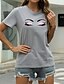 preiswerte T-shirts-Damen Alltag Ausgehen T Shirt Kurzarm Graphic Rundhalsausschnitt Bedruckt Basic Oberteile 100% Baumwolle Grün Weiß Schwarz S