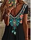cheap T-Shirts-Women&#039;s Floral Graphic Patterned Casual Daily Short Sleeve T shirt Tee V Neck Patchwork Print Basic Essential Ethnic Vintage Tops Black S / 3D Print
