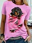 billige T-skjorte-Dame T skjorte Hund 3D Avslappet Helg Hvit Rosa Blå Trykt mønster Kortermet Grunnleggende Rund hals Normal