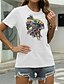 preiswerte T-shirts-Damen Graphic Casual Ausgehen Kurzarm T Shirt Rundhalsausschnitt Bedruckt Basic Oberteile 100% Baumwolle Grün Weiß Schwarz S