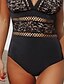 baratos One Piece-New Vacation Fashion One Piece Swimsuit Women Tummy Control Lace Black