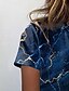 abordables Tee-shirt-Femme T shirt Tee Bleu Imprimer Graphic Géométrique Casual Fin de semaine Manche Courte Col Rond basique Normal Abstrait Peinture S