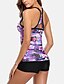 cheap Tankini-Women&#039;s Swimwear Tankini 2 Piece Plus Size Swimsuit Striped Open Back Printing for Big Busts Purple Strap Camisole Bathing Suits Vacation Fashion New / Modern / Padded Bras
