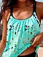 cheap Tankini-Women&#039;s Swimwear Normal Tankini 2 Piece Swimsuit Floral Open Back Printing Green Blue Rosy Pink Strap Camisole Bathing Suits Vacation Fashion Sexy / Modern / New / Padded Bras
