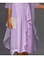 preiswerte Casual Kleider-a-linienkleid für damen knielanges kleid blau lila rosa halbe ärmel blumen reine farbe gerafftes mesh herbst frühling rundhalsausschnitt elegant lässig klassiker 2023 s m l xl xxl 3xl