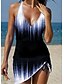 cheap Tankini-Women&#039;s Normal Swimwear Tankini 2 Piece Swim Dress Swimsuit Halter 2 Piece Modest Swimwear Ombre Strap Vacation Beach Wear Bathing Suits
