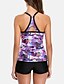 cheap Tankini-Women&#039;s Swimwear Tankini 2 Piece Plus Size Swimsuit Striped Open Back Printing for Big Busts Purple Strap Camisole Bathing Suits Vacation Fashion New / Modern / Padded Bras