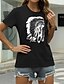 abordables T-shirts-Mujer Graphic Casual Noche Manga Corta Camiseta Escote Redondo Estampado Básico Tops 100% Algodón Verde Trébol Blanco Negro S