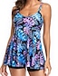 cheap Tankini-Women&#039;s Swimwear Tankini 2 Piece Plus Size Swimsuit Floral Leaf Backless Water Sports Printing High Waisted string Green White Black Blue Yellow Scoop Neck Padded Bathing Suits Vacation Fashion New