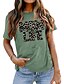cheap Women&#039;s Clothing-Women&#039;s T shirt Basic Print Basic Cheetah Print T-shirt Sleeve Round Neck Summer Standard pea green Blue White Black Dark Red