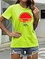 abordables T-shirts-T shirt Tee Femme Casual Sortie Graphic Fruit Manches Courtes Col Rond Imprimer basique Vert Blanche Noir Hauts Standard 100% Coton S