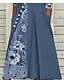cheap Casual Dresses-Women&#039;s Midi Dress Swing Dress Green Blue Gray Half Sleeve Split Print Floral V Neck Spring Summer Stylish Casual 2022 S M L XL XXL 3XL
