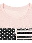 baratos Tops mais vendidos-Mulheres Casual Final de semana Dia da Independência Camiseta Pintura Manga Curta EUA Bandeiras Decote Redondo Imprimir Básico Blusas Cinzento Rosa S