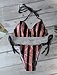 billige Bikini-Dame Badetøj Bikini 2 stk Normal badedragt Stribet Slangeskindsmønster Åben Ryg Printer Snor Blå Lilla Gul Lys pink Dusty Blue V-strop Grime Badedragter Ferie Mode Sexet / Moderne / Leopard / nyt