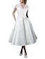 cheap Midi Dresses-Women&#039;s Midi Dress Lace Dress Swing Dress White Short Sleeve Lace Patchwork Pure Color V Neck Spring Party Sexy 2022 Slim S M L XL XXL 3XL / Party Dress