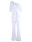 cheap Jumpsuits &amp; Rompers-Women&#039;s Jumpsuit Solid Color Elegant One Shoulder Wide Leg Casual Daily Short Sleeve Regular Fit Blue White Black S M L Spring