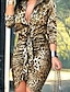 cheap Midi Dresses-Women&#039;s Shirt Dress Sheath Dress Mini Dress Outdoor Winter Dress Date Polyester Elegant Fashion Shirt Collar Patchwork Pocket Long Sleeve Summer Spring Slim Leopard Print