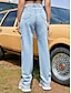 economico Pants-Per donna Pantaloni Tagliato Jeans Lunghezza intera Pantaloni Anelastico Ufficio Fine settimana Tinta unica Vita alta Blu Blu scuro XS S M L