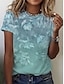 preiswerte Meistverkaufte Oberteile-Damen T Shirt Gestreift Graphic Geometrisch Casual Täglich Ausgehen Abstrakt Geometrisch Kurzarm T Shirt Rundhalsausschnitt Bedruckt Vintage Grün Weiß Blau S / 3D-Druck