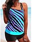 cheap Tankini-Women&#039;s Swimwear Tankini 2 Piece Plus Size Swimsuit Letter Open Back Printing for Big Busts Blue Purple Royal Blue Rainbow Strap Camisole Bathing Suits Vacation Fashion New / Modern / Padded Bras