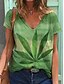 abordables T-shirts-Mujer Casual Fin de semana Camiseta Flor Pintura Manga Corta Tie-dye Hoja Escote en Pico Estampado Básico Tops Verde Trébol Morado Verde Claro S / Impresión 3D
