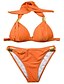 billige Bikini-Dame Badetøj Bikini 2 stk Normal badedragt Grime 2 stk Åben Ryg Sexet Ren farve V-strop Ferie Mode Badedragter