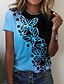 preiswerte T-Shirt-Damen T Shirt Rosa Blau Purpur Bedruckt Farbblock Schmetterling Casual Wochenende Kurzarm Rundhalsausschnitt Basic Regular Fit Schmetterling Farbe