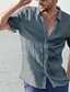 billige Men&#039;s-Herre Skjorte linned skjorte Krave Helfarve Vanlig Grøn Hvid Sort Grå Kortærmet Knap Basale Daglig Toppe Bomuld Daglig Afslappet Afslappet Hverdag