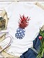 billige T-shirts-Dame Avslappet Helg Uavhengighetsdagen T skjorte Maling Kortermet USA Solsikke Frukt Rund hals Trykt mønster Grunnleggende Topper Hvit Vin Rød S