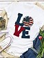preiswerte T-shirts-Damen Alltag Wochenende Tag der Unabhängigkeit T Shirt Farbe Kurzarm USA Bühnenlicht vielfarbig Frucht Rundhalsausschnitt Bedruckt Basic Oberteile Weiß Wein Rote S