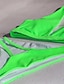 baratos Bikini-Mulheres Roupa de Banho Biquíni 2 partes Normal roupa de banho Cor imaculada Sem costas Corda Verde Branco Preto Laranja Decote em V-wire Fatos de banho Férias Moda Sensual / Moderno / novo