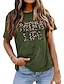 cheap Women&#039;s Clothing-Women&#039;s T shirt Basic Print Basic Cheetah Print T-shirt Sleeve Round Neck Summer Standard pea green Blue White Black Dark Red