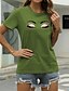abordables T-shirts-Mujer Casual Noche Camiseta Manga Corta Graphic Escote Redondo Estampado Básico Tops 100% Algodón Verde Trébol Blanco Negro S