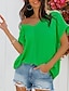 economico T-shirts-Per donna maglietta Liscio Nero Bianco Verde Collage Manica corta Interni Informale Giornaliero Hawaiano Stile da spiaggia A V Standard